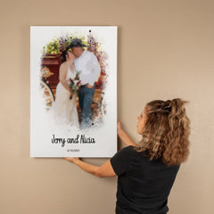 Watercolor Effect Portrait on Wrapped Canvas