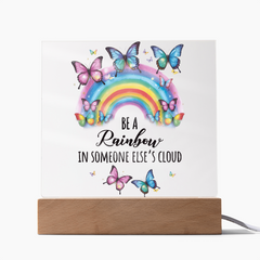 Rainbow...Printed Square Acrylic Plaque with LED base