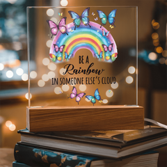 Rainbow...Printed Square Acrylic Plaque with LED base