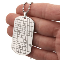 Personalized Engraved Map- Dog Tag Necklace