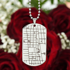 Personalized Engraved Map- Dog Tag Necklace