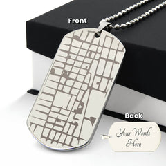 Personalized Engraved Map- Dog Tag Necklace