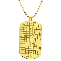 Personalized Engraved Map- Dog Tag Necklace