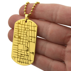 Personalized Engraved Map- Dog Tag Necklace