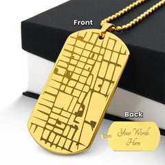 Personalized Engraved Map- Dog Tag Necklace