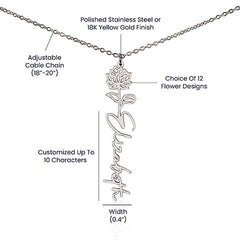 Daughter Birth Flower / Name Necklace
